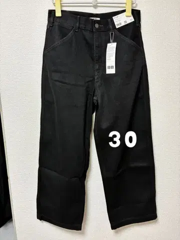 UNIQLO U 와이드 핏 컬러 진 블랙 30