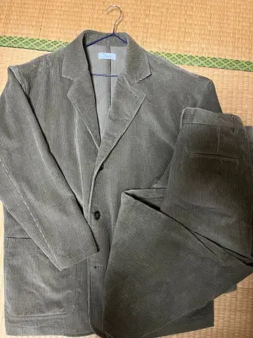 짙은 녹색 코듀로이 테일러드 자켓 셋업