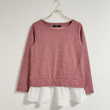 [ VICKY ] 비키 핑크 니트 레이어드 상의 긴팔