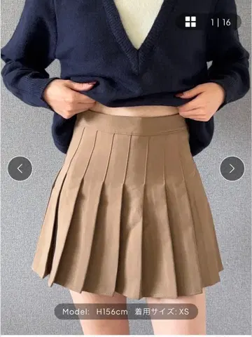 새상품급:새상품 CRAMMY one:mirror 플리츠 스커트 베이지