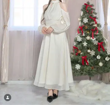 오픈 숄더 시폰 드레스 로제뮤 원피스