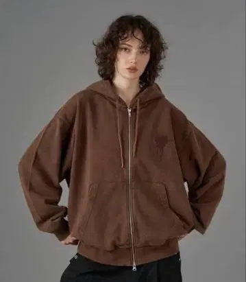 ONCILY 후드티 하트 로고 풀 지퍼 후디 25AW