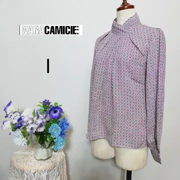 나라 까미체 미사용 새상품 긴팔 블라우스 올 패턴 M 사이즈