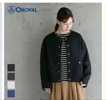ORCIVAL 노카라 퀼트 자켓 네이비