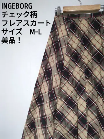 INGEBORG 체크 무늬 플레어 스커트 M-L