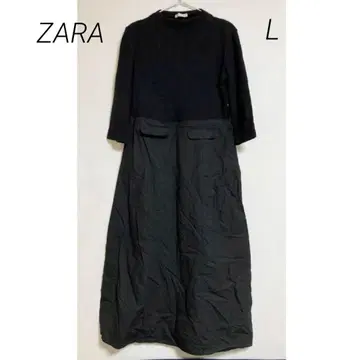 0655 ZARA 자라 블랙 긴팔 절개 롱 원피스 L 사이즈