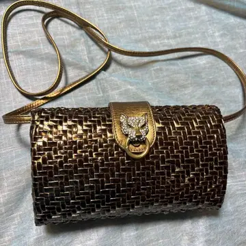 미사용품 이탈리아제 클러치백 뜨개질 파티용 멋스러운 골드