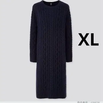 유니클로 케이블 니트 원피스 네이비 XL