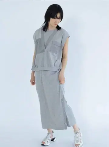 LASUD 베스트 레이어드 원피스 그레이