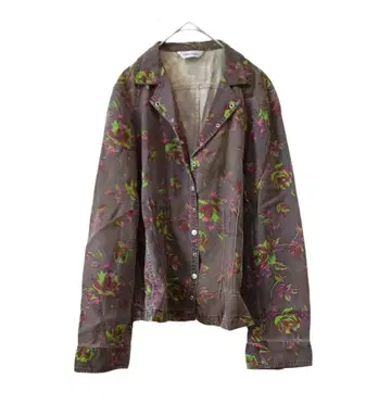 택 포함 미사용 쉘 아모르 꽃무늬 텐셀 자켓 (M) 탁한 브라운 계열