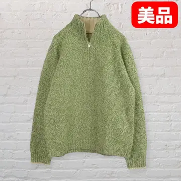 램스울 100% 하프 지퍼 니트 그린