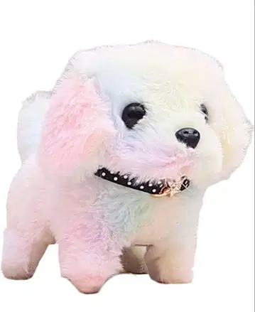 움직이는 강아지 봉제 인형 목걸이 포함 파스텔 컬러 컬러풀