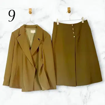 준코 시마다 카멜 테일러드 자켓 스커트 셋업 9호