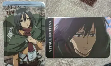 진격의 거인 가라오케의 철인 카라테츠 콜라보 비주얼 카드 미카사