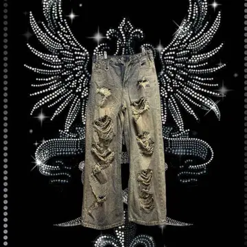 GIBBYCNA QS86 데미지 진 y2k 갸루 그런지