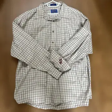 체크 무늬 긴팔 셔츠 화이트/그레이