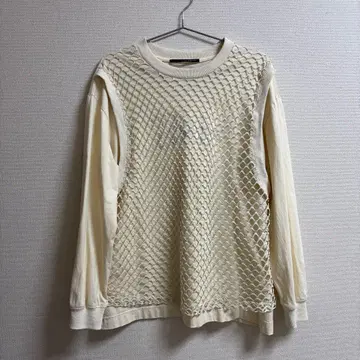 잔파 zampa 티셔츠 메쉬 베스트풍 레이어드 아이보리 긴팔