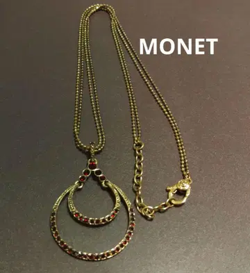 MONET 후프형 목걸이 골드 레드
