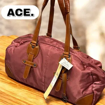 택 포함 새상품 일본제 에이스 보스턴 백 핑크 천연 가죽 경량 1박 여행