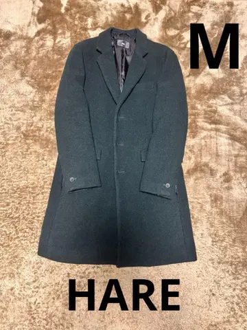 HARE 남성용 모스그린 체스터 코트 울 혼방 새상품급 사이즈 M