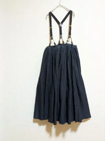 Uquna Kanal 린넨 서스펜더 스커트