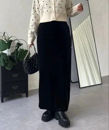 [ prose verse ] 스트레치 벨로아 내로우 스커트