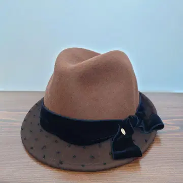[ CA4LA ] 브라운 울 펠트 햇 리본 포함 레이스 일본제