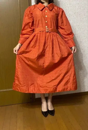 기모노 리메이크 원피스 L 사이즈 오시마 명주 모델 158cm 45kg