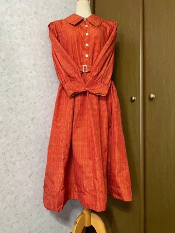 기모노 리메이크 원피스 L 사이즈 오시마 명주 모델 158cm 45kg