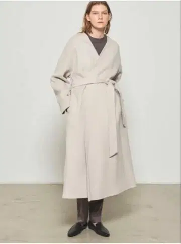 NORC 라이트 그레이 랩 코트 허리 리본 포함