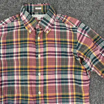 208 인디비 멀티 컬러 버튼 다운 체크 무늬 셔츠