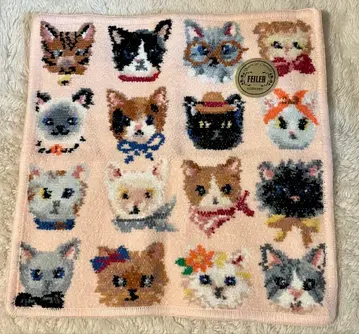 새상품 페이러 라브러리 고양이 패턴 손수건