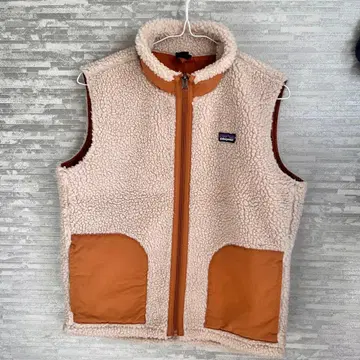 patagonia 플리스 베스트 XL 베이지/오렌지