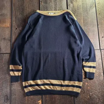 구제 의류 USA제 니트 네이비 골드 코튼 니트 L 긴팔 스웨터