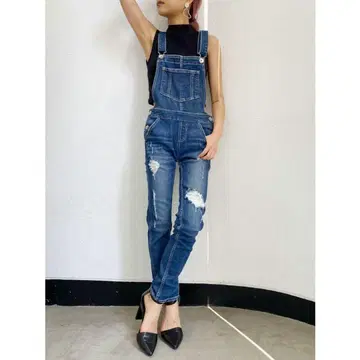 GYDA 백 립드 스키니 오버롤