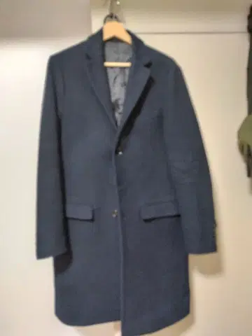 글로벌 워크 네이비 체스터 코트 울 혼방