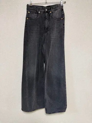 블랙 데님 와이드 레그 팬츠 랩 팬츠