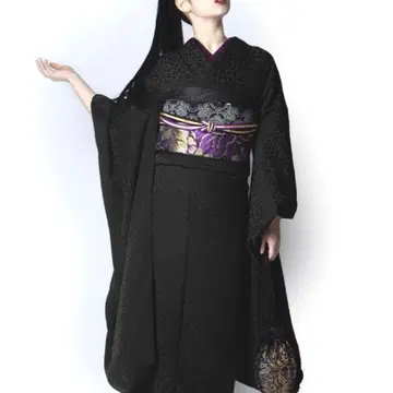 롯코야 치트라카 블랙 레오파드 무늬 코몬 기모노