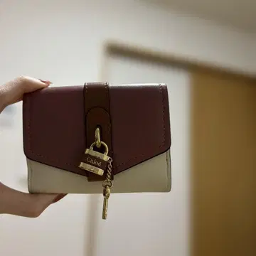 끌로에 3단 폴더형 지갑 핑크/베이지