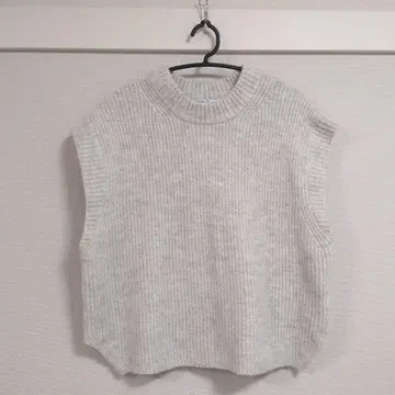 ZARA 울 알파카 혼방 니트 베스트 슬리브리스 라이트 그레이