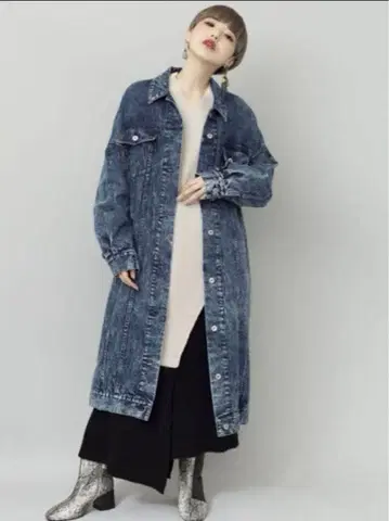 osmosis loaf 케미컬 데님 롱 코트 프리 사이즈