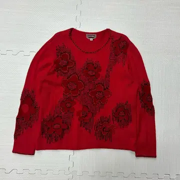 VICEVERSA 바이스벨사 페퍼 레드 꽃 패턴 니트 y2k