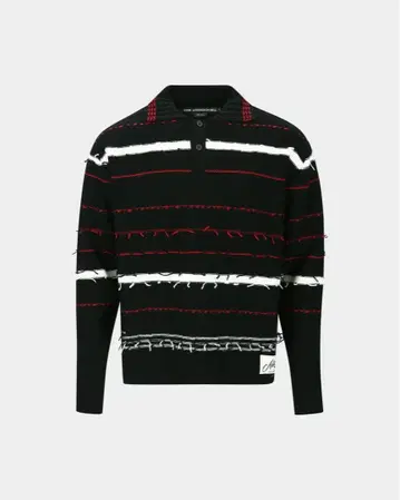Andersson Bell B&W STRIPE POLO SWEATER