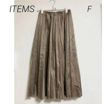 0660 ITEMS 어반 리서치 새상품 스웨이드풍 플리츠 롱 스커트