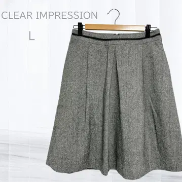 클리어 임프레션 플레어 스커트 L 그레이 포켓 2개