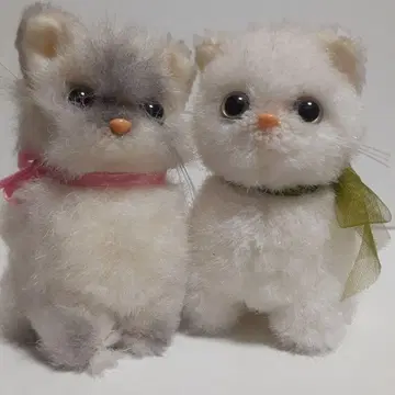 빈티지 쇼와 레트로 레트로 팝 작은 샤미즈 고양이 봉제 인형 2세트
