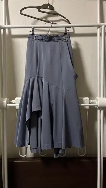 REDYAZEL 비대칭 블루 그레이 롱 스커트