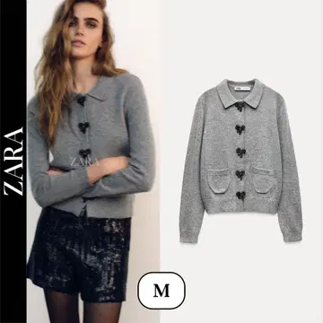 ZARA 자라 리본 버튼 니트 자켓 S