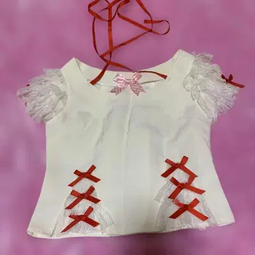 Swankiss 프릴 소매 리본 장식 반팔 상의