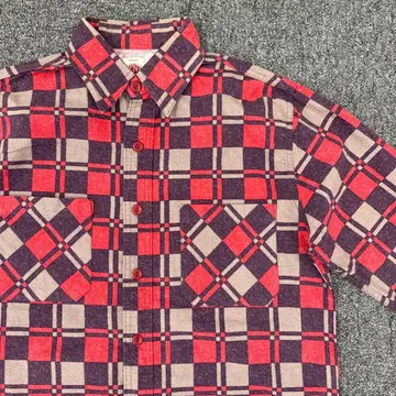 213 적자색 체크 무늬 플란넬 셔츠 긴팔